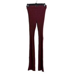 Zara Burgundy Ribbed Flared Leggings